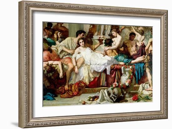 The Romans of the Decadence, Detail of the Central Group, 1847-Thomas Couture-Framed Giclee Print