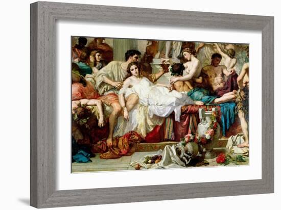 The Romans of the Decadence, Detail of the Central Group, 1847-Thomas Couture-Framed Giclee Print