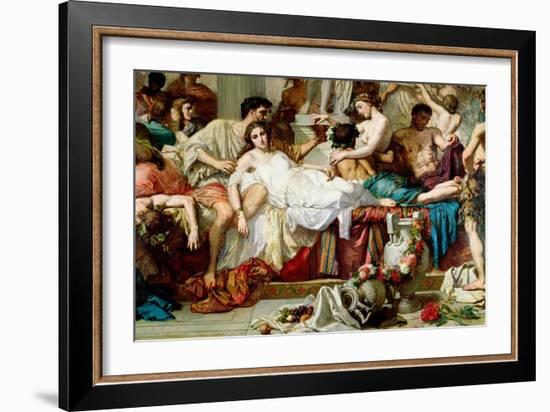 The Romans of the Decadence, Detail of the Central Group, 1847-Thomas Couture-Framed Giclee Print