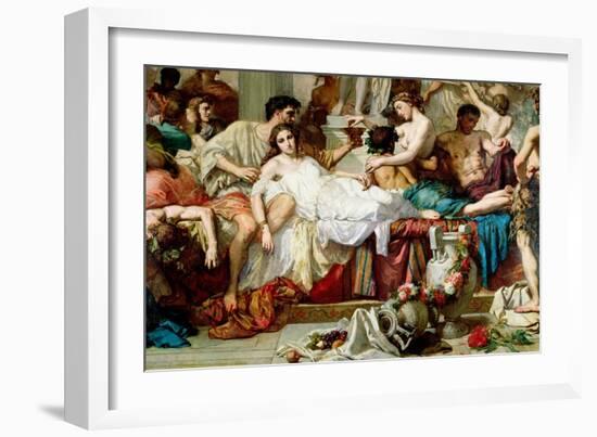 The Romans of the Decadence, Detail of the Central Group, 1847-Thomas Couture-Framed Giclee Print