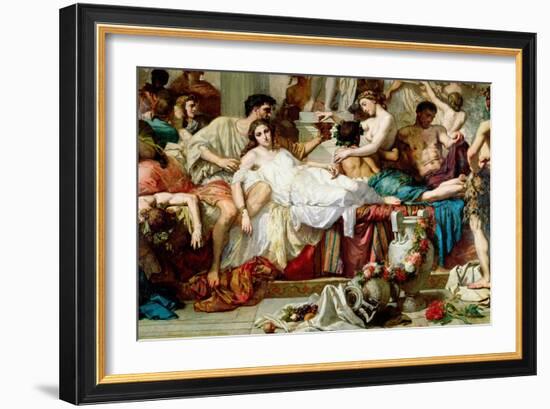 The Romans of the Decadence, Detail of the Central Group, 1847-Thomas Couture-Framed Giclee Print