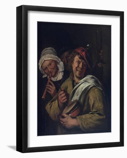 The Rommelpot: Interior with Three Figures-Jan Havicksz Steen-Framed Giclee Print