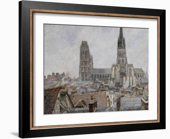 The Roofs of Old Rouen, Grey Weather, 1896 Cathedral-Camille Pissarro-Framed Giclee Print