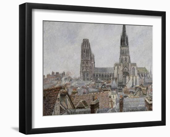 The Roofs of Old Rouen, Grey Weather, 1896 Cathedral-Camille Pissarro-Framed Giclee Print