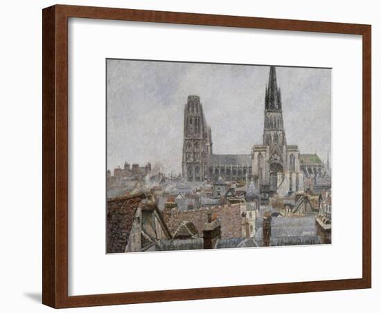 The Roofs of Old Rouen, Grey Weather, 1896 Cathedral-Camille Pissarro-Framed Giclee Print