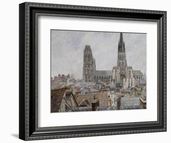 The Roofs of Old Rouen, Grey Weather, 1896 Cathedral-Camille Pissarro-Framed Giclee Print