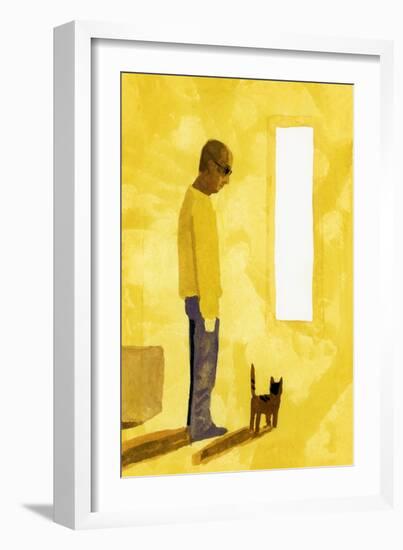 The room where the move-off has finished. A man with a cat, 2017-Hiroyuki Izutsu-Framed Giclee Print