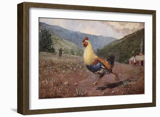 The Rooster, 1876 (W/C & Pencil on Wove Paper)-Winslow Homer-Framed Giclee Print