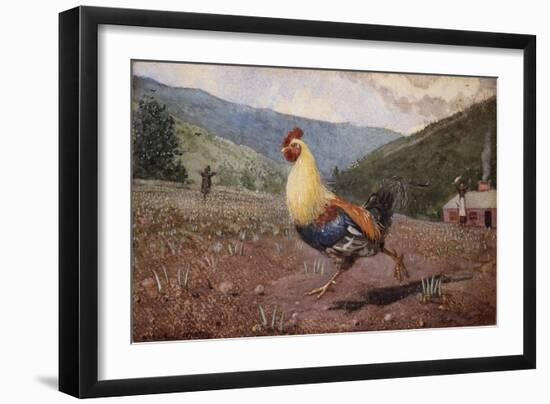 The Rooster, 1876 (W/C & Pencil on Wove Paper)-Winslow Homer-Framed Giclee Print