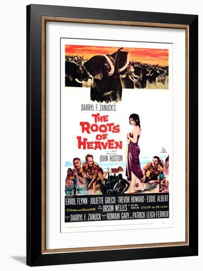 The Roots of Heaven, from Left: Eddie Albert, Trevor Howard, Juliette Greco, Errol Flynn, 1958-null-Framed Art Print