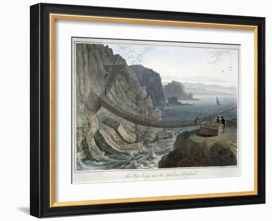 'The Rope Bridge near the Lighthouse, Holyhead', Anglesey, Wales, 1829-William Daniell-Framed Giclee Print
