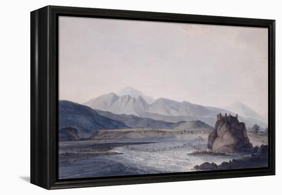 The Rope Bridge, Srinagar, Garhwal, Uttar Pradesh-Thomas & William Daniell-Framed Premier Image Canvas