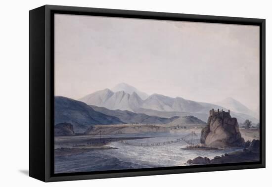 The Rope Bridge, Srinagar, Garhwal, Uttar Pradesh-Thomas & William Daniell-Framed Premier Image Canvas