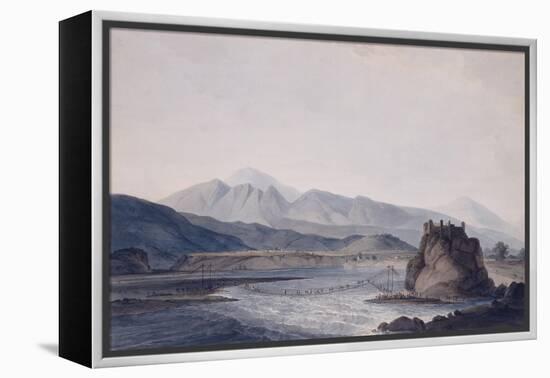 The Rope Bridge, Srinagar, Garhwal, Uttar Pradesh-Thomas & William Daniell-Framed Premier Image Canvas