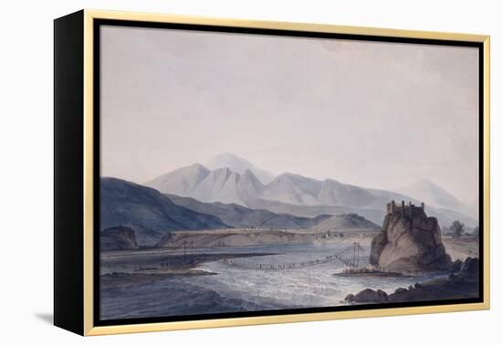 The Rope Bridge, Srinagar, Garhwal, Uttar Pradesh-Thomas & William Daniell-Framed Premier Image Canvas