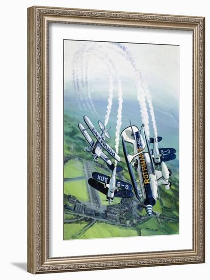 The Rothmans Aerobatics Team Flying in Their Stampe SV4B Biplanes-Wilf Hardy-Framed Giclee Print