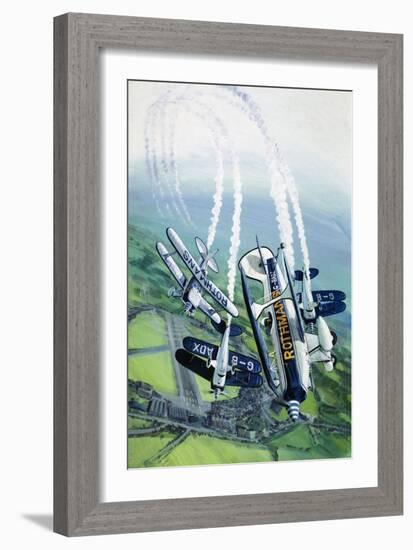 The Rothmans Aerobatics Team Flying in Their Stampe SV4B Biplanes-Wilf Hardy-Framed Giclee Print