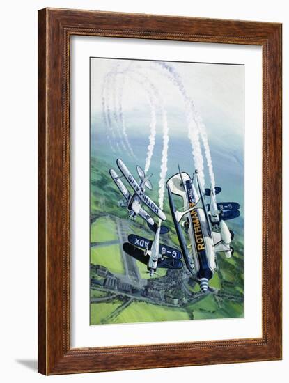 The Rothmans Aerobatics Team Flying in Their Stampe SV4B Biplanes-Wilf Hardy-Framed Giclee Print