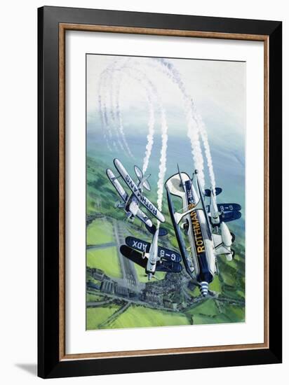 The Rothmans Aerobatics Team Flying in Their Stampe SV4B Biplanes-Wilf Hardy-Framed Giclee Print