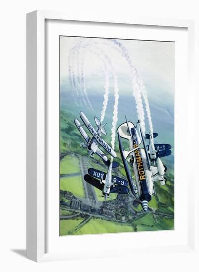 The Rothmans Aerobatics Team Flying in Their Stampe SV4B Biplanes-Wilf Hardy-Framed Giclee Print