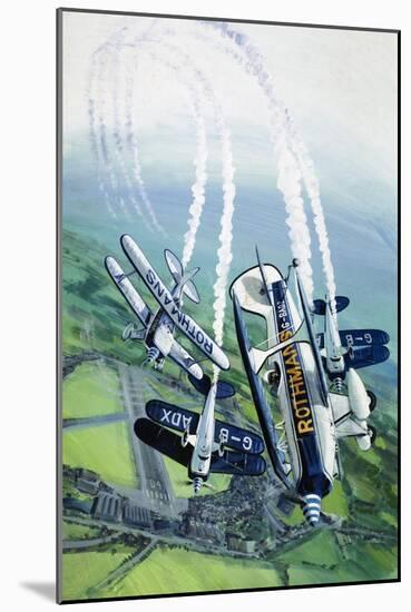 The Rothmans Aerobatics Team Flying in Their Stampe SV4B Biplanes-Wilf Hardy-Mounted Giclee Print