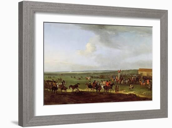 The Round Course at Newmarket, Preparing for the King's Plate, c.1725-Peter Tillemans-Framed Giclee Print