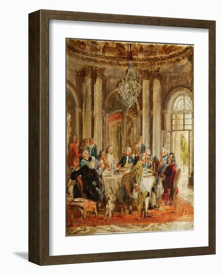 The Round Table of Frederick II at Sanssouci (Sketc), 1848-Adolph Friedrich von Menzel-Framed Giclee Print