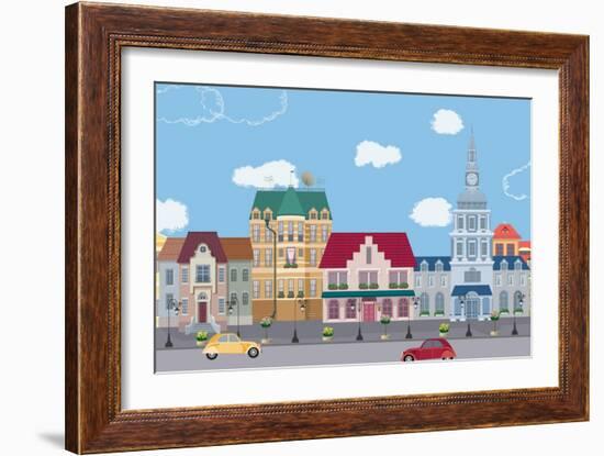 The Row of Old Houses All Buildings are Very Detailed and Separate Objects-Milovelen-Framed Art Print