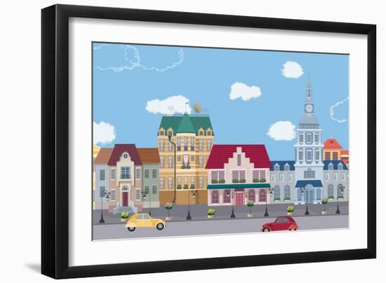 The Row of Old Houses All Buildings are Very Detailed and Separate Objects-Milovelen-Framed Art Print