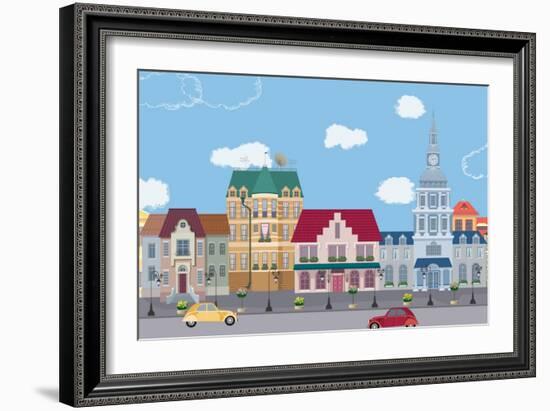 The Row of Old Houses All Buildings are Very Detailed and Separate Objects-Milovelen-Framed Art Print