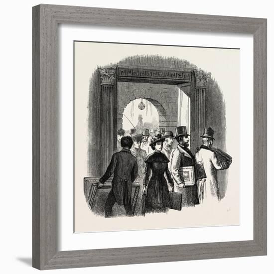 The Royal Academy: the Entrance from the Quadrangle of Burlington House: Taking in In the Hall. Uk-null-Framed Giclee Print