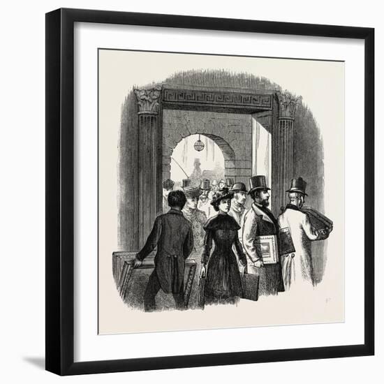 The Royal Academy: the Entrance from the Quadrangle of Burlington House: Taking in In the Hall. Uk-null-Framed Giclee Print