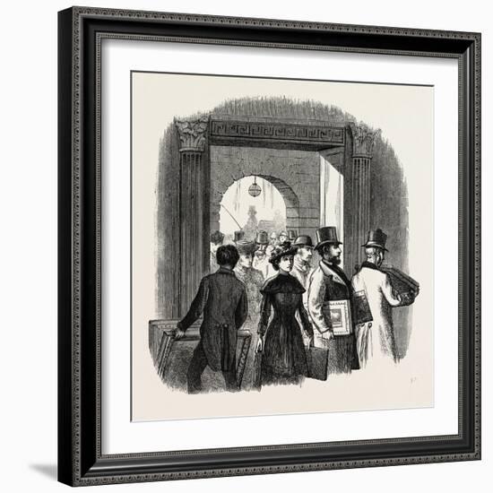 The Royal Academy: the Entrance from the Quadrangle of Burlington House: Taking in In the Hall. Uk-null-Framed Giclee Print