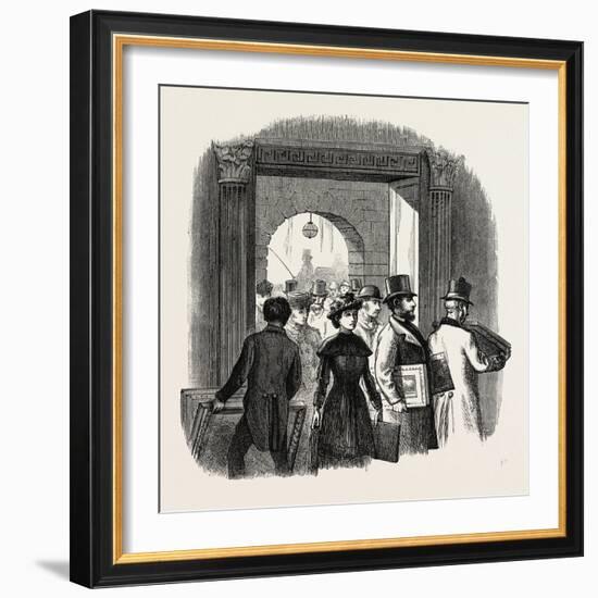 The Royal Academy: the Entrance from the Quadrangle of Burlington House: Taking in In the Hall. Uk-null-Framed Giclee Print