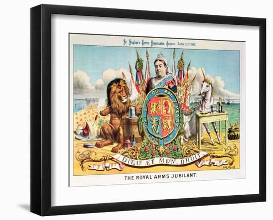 The Royal Arms Jubilant, from "St. Stephen's Review Presentation Cartoon," 25 June 1887-Tom Merry-Framed Giclee Print