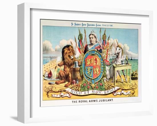 The Royal Arms Jubilant, from "St. Stephen's Review Presentation Cartoon," 25 June 1887-Tom Merry-Framed Giclee Print
