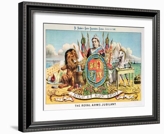 The Royal Arms Jubilant, from "St. Stephen's Review Presentation Cartoon," 25 June 1887-Tom Merry-Framed Giclee Print