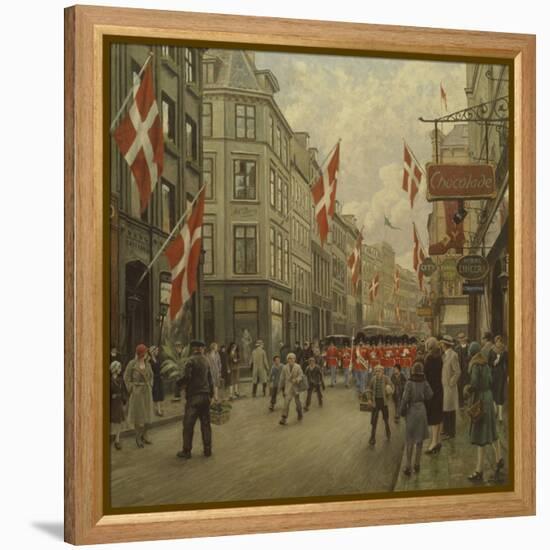 The Royal Danish Lifeguards Marching Through Ostergade, Copenhagen-Paul Fischer-Framed Premier Image Canvas