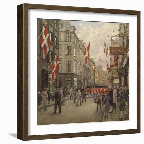 The Royal Danish Lifeguards Marching Through Ostergade, Copenhagen-Paul Gauguin-Framed Giclee Print