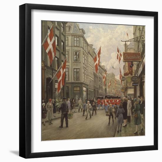 The Royal Danish Lifeguards Marching Through Ostergade, Copenhagen-Paul Gauguin-Framed Giclee Print