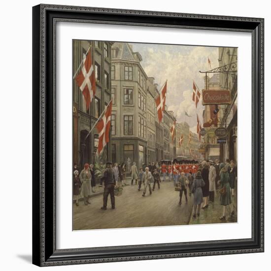 The Royal Danish Lifeguards Marching Through Ostergade, Copenhagen-Paul Gauguin-Framed Giclee Print