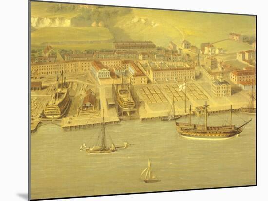 The Royal Dockyard at Woolwich, Near London, 1790-Nicholas Pocock-Mounted Giclee Print