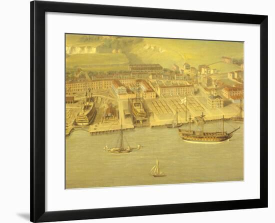 The Royal Dockyard at Woolwich, Near London, 1790-Nicholas Pocock-Framed Giclee Print