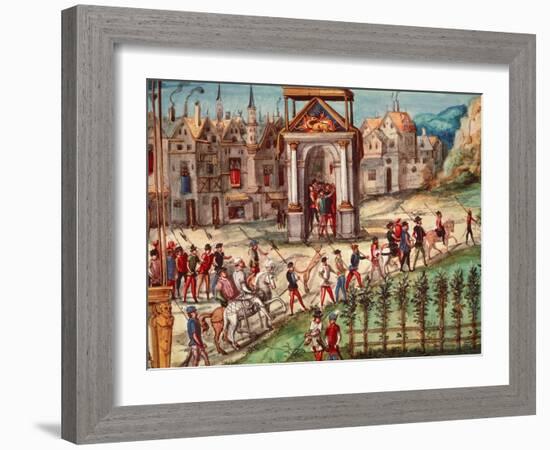 The Royal Entry Festival of Henri II (1519-59) into Rouen, 1St October 1550 (Pen, Ink and W/C)-French School-Framed Giclee Print