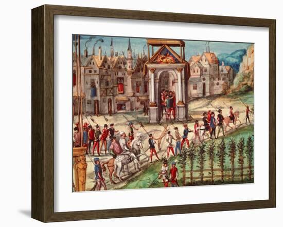 The Royal Entry Festival of Henri II (1519-59) into Rouen, 1St October 1550 (Pen, Ink and W/C)-French School-Framed Giclee Print