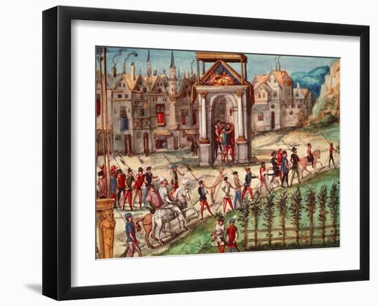 The Royal Entry Festival of Henri II (1519-59) into Rouen, 1St October 1550 (Pen, Ink and W/C)-French School-Framed Giclee Print