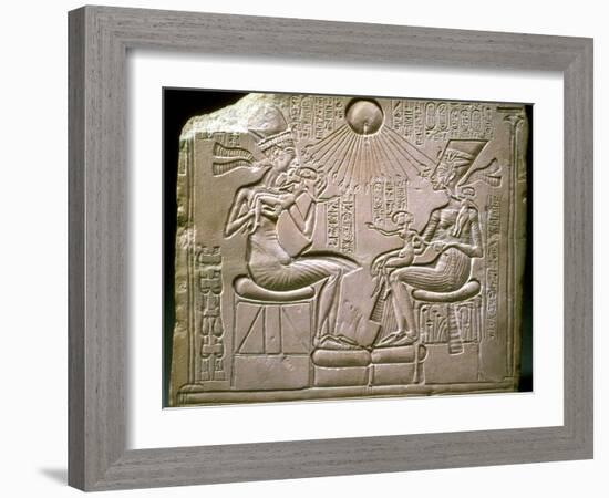 The Royal Family: Akhenaten, Nefertiti and their Children, Ca 1350 Bc-null-Framed Photographic Print