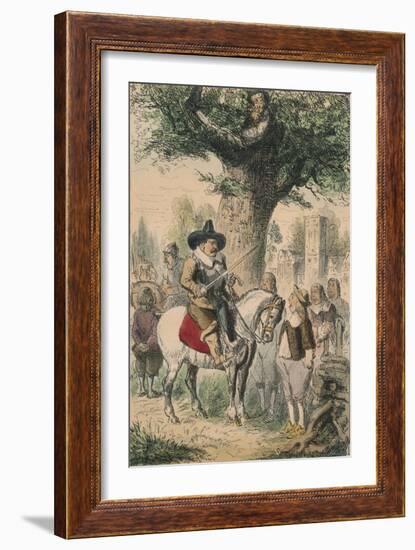 The Royal Oak, the Penderell Family Have No Idea Where Charles Is!!!, 1850-John Leech-Framed Giclee Print