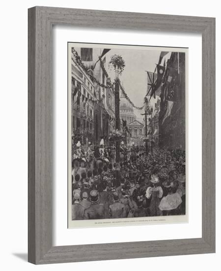 The Royal Procession, Her Majesty's Carriage Passing Up Ludgate Hill to St Paul's Cathedral-Joseph Holland Tringham-Framed Giclee Print