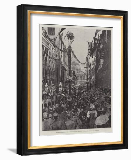 The Royal Procession, Her Majesty's Carriage Passing Up Ludgate Hill to St Paul's Cathedral-Joseph Holland Tringham-Framed Giclee Print